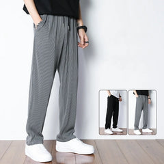 Fashion Straight Pants Men's Loose Thin Section Drape Ice Silk Pants Wide Leg