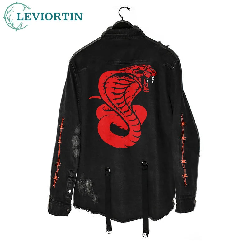 Gothic Demon Hunter Skull Black Denim Jacket