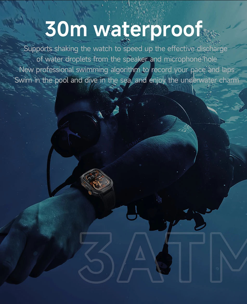 2025 New Military Outdoor Smart Watch Men's GPS Flashlight Bluetooth Call 2.01" AMOLED Screen 3ATM Waterproof Sports Smartwatch