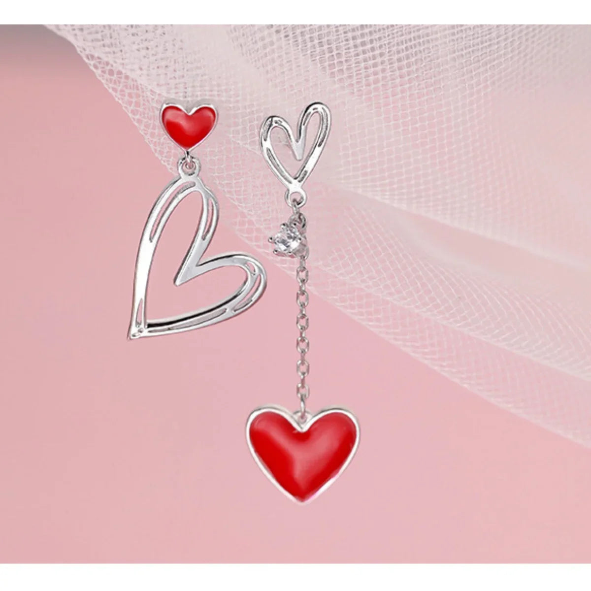 Korean Asymmetric Hollow Black Heart Dangle Earrings For Women Temperament Exaggerated Love Heart Drop Earrings Wedding Jewelry