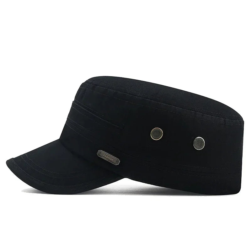 Spring and Summer Simple Cotton Adjustable Cadet Flat Cap Sun Hat Trucker Caps Dad Hats