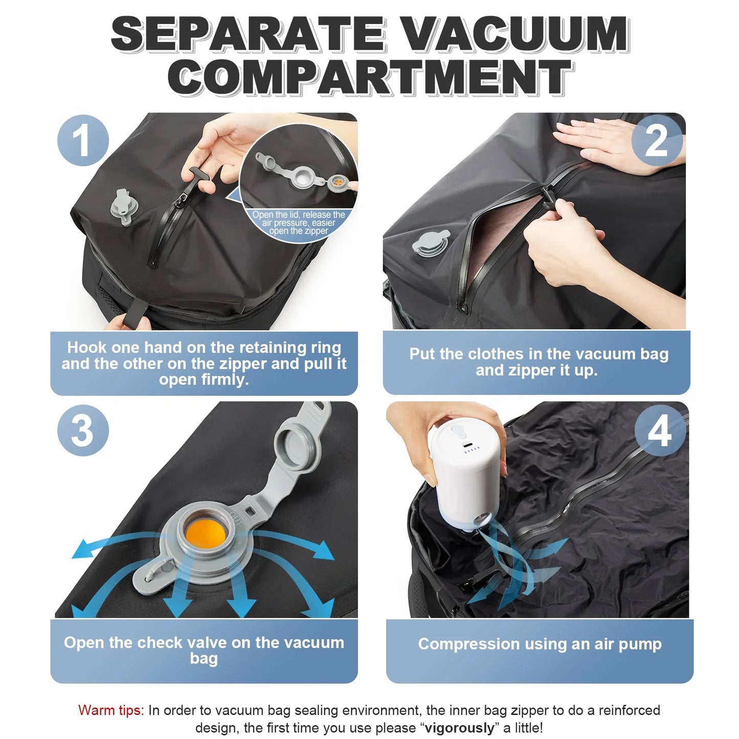 Vacuum Backpack Travel Bag for Men Large Capacity Backpack Business Laptop Backpack Women Men Expandable Backpack School Bag