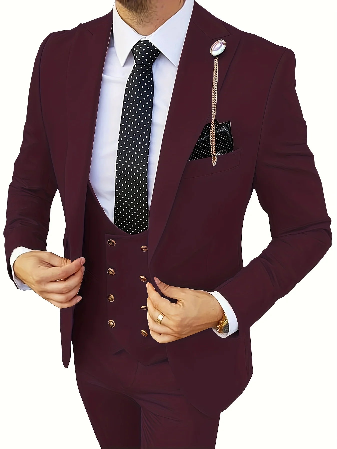Tuxedo for Mens: Slim Fit Suits for Men 3 Piece Double Breasted Suit Men Wedding