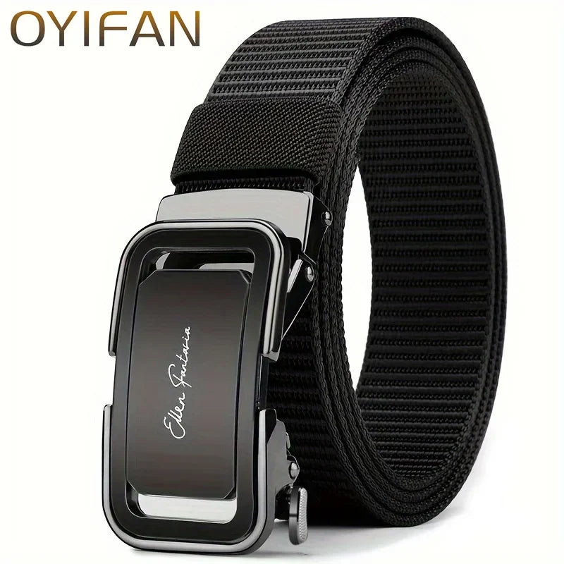 Fashion Men's Belt, Men’s Designer Belts  Alloy Automatic Buckle, Canvas Belt, Sports Belt, Large Size 110-160cm Automatic Belt