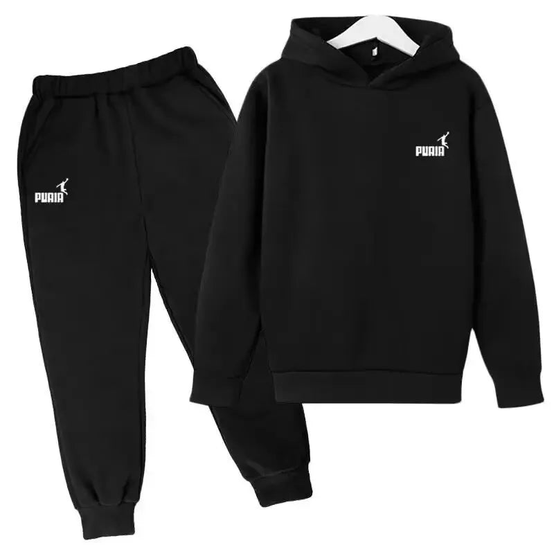 Autumn Baby Boy Clothes Set Kid Letter Printed Sweatshirts Hooded Plush Warm Top And Pants 2pcs Suit Children Girls Tracksuits