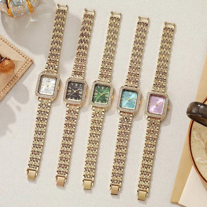 Fashion Rectangle Women Watches Ladies Rhinestone Quartz Watch Bracelet Strap Wristwatch Reloj Mujer（Without Box）