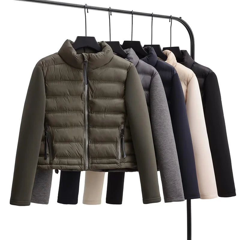 Women's Autumn Fashion Black Short Cotton-Padded Jackets Vintage Zipper