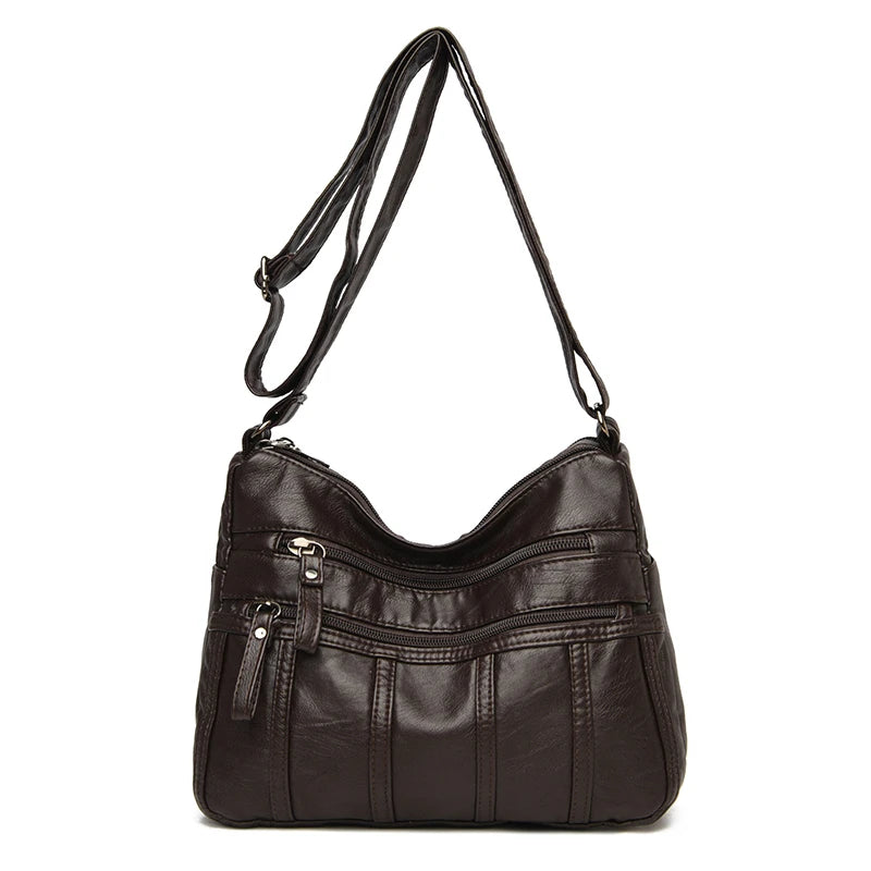 Fashion Soft Leather Crossbody Bags for Women Casual Female Multi Pocket