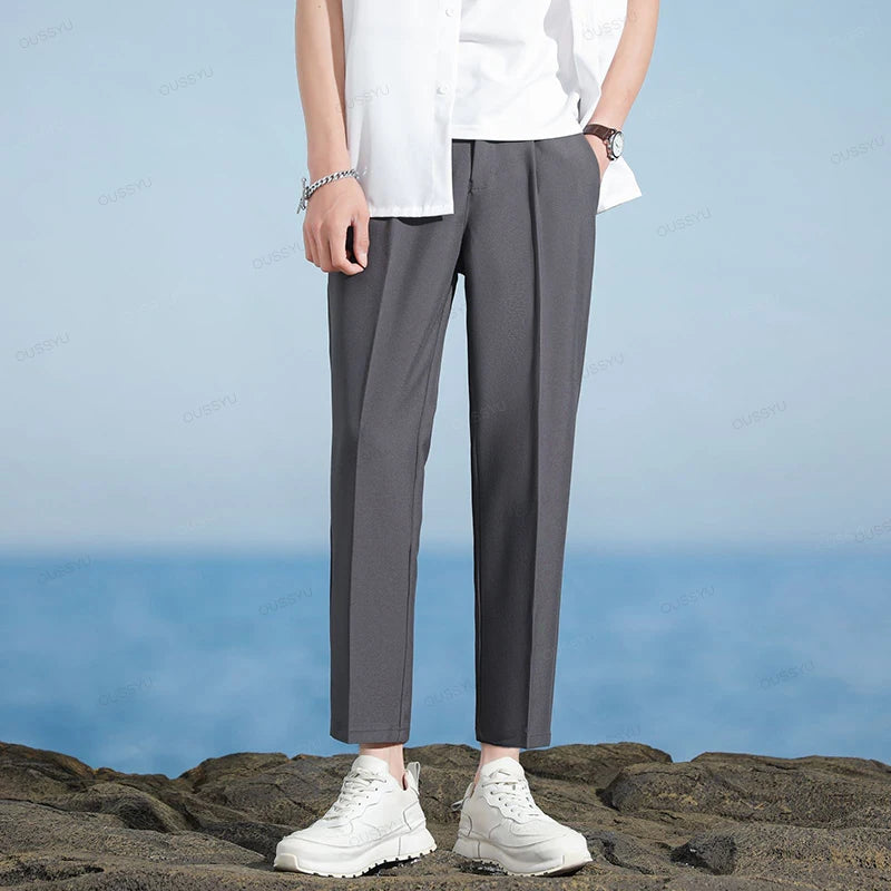 Clothing Smooth Suit Pants Men Business Formal Work Pant Korean Casual Long Office