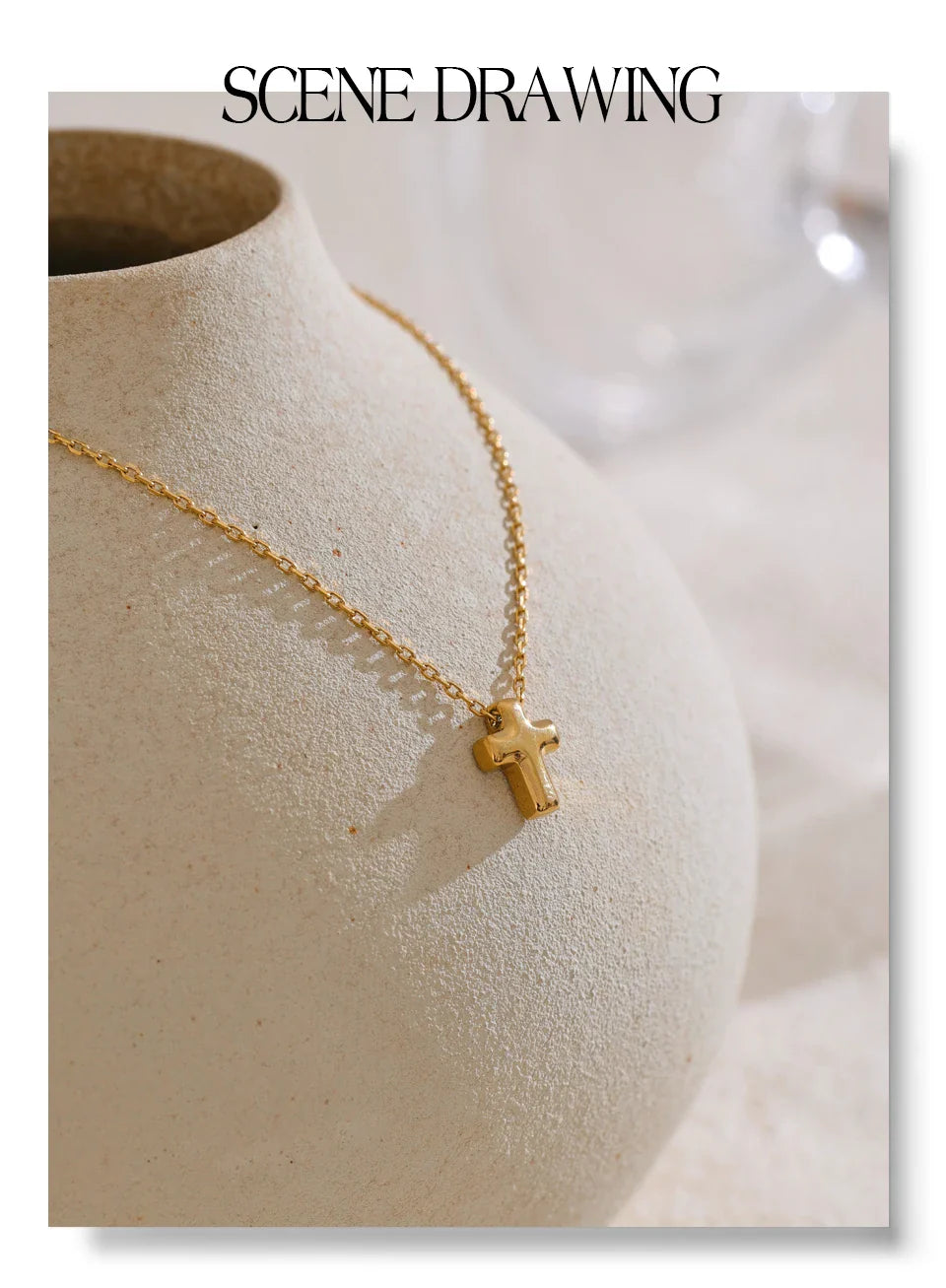 Yhpup Small Waterproof Stainless Steel Chic Cross Casting Charm Pendant Necklace Unique Classic Fashion Jewelry Bijoux Femme