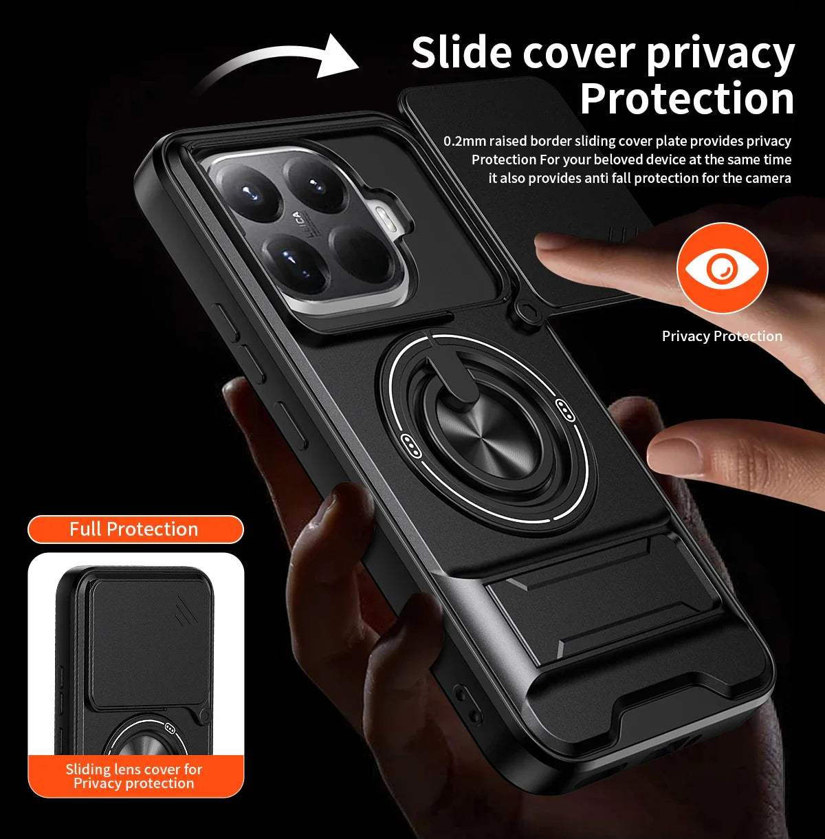 15T/15T Pro Armor Case For Xiaomi 15T Pro Case Shockproof Slide Lens Protector Phone Cover For Xiaomi 15T Case Fundas With Ring