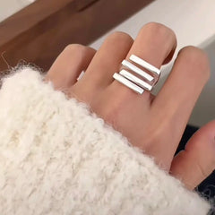 Rings for Women Simple Geometric Handmade Irregular Retro Ring Gold Zircon