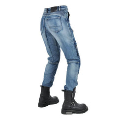 Womens zipper pants Motorcycle jeans Men's high elastic motorcycle riding rider pants