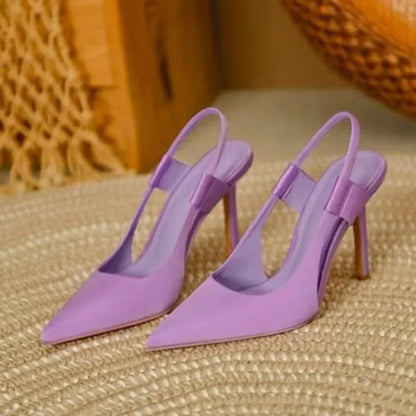 2024 Spring New Brand Women Slingback Sandals Pointed Toe Slip on Thin High Heel Ladies Elegant Pumps Shoes Drss Sandals