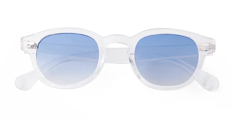 Fashion Transparent Blue Round Sunglasses Women Men 2024 Retro Rivet Tortoise Small Square Sun Glasses UV400 Lunettes De Soleil