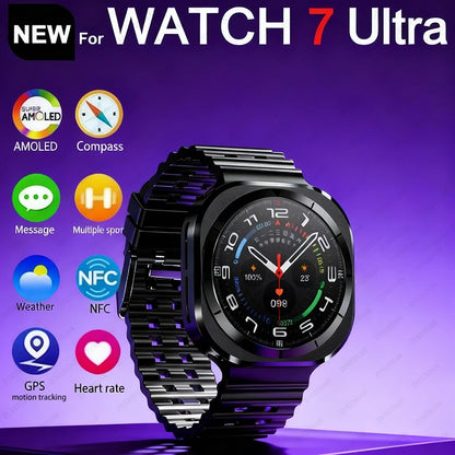 2025 New Watch 7 Ultra Smart Watch Men 3D Display Sport SmartWatch GPS NFC Compass Blood oxygen Smartwatch Women For Android IOS