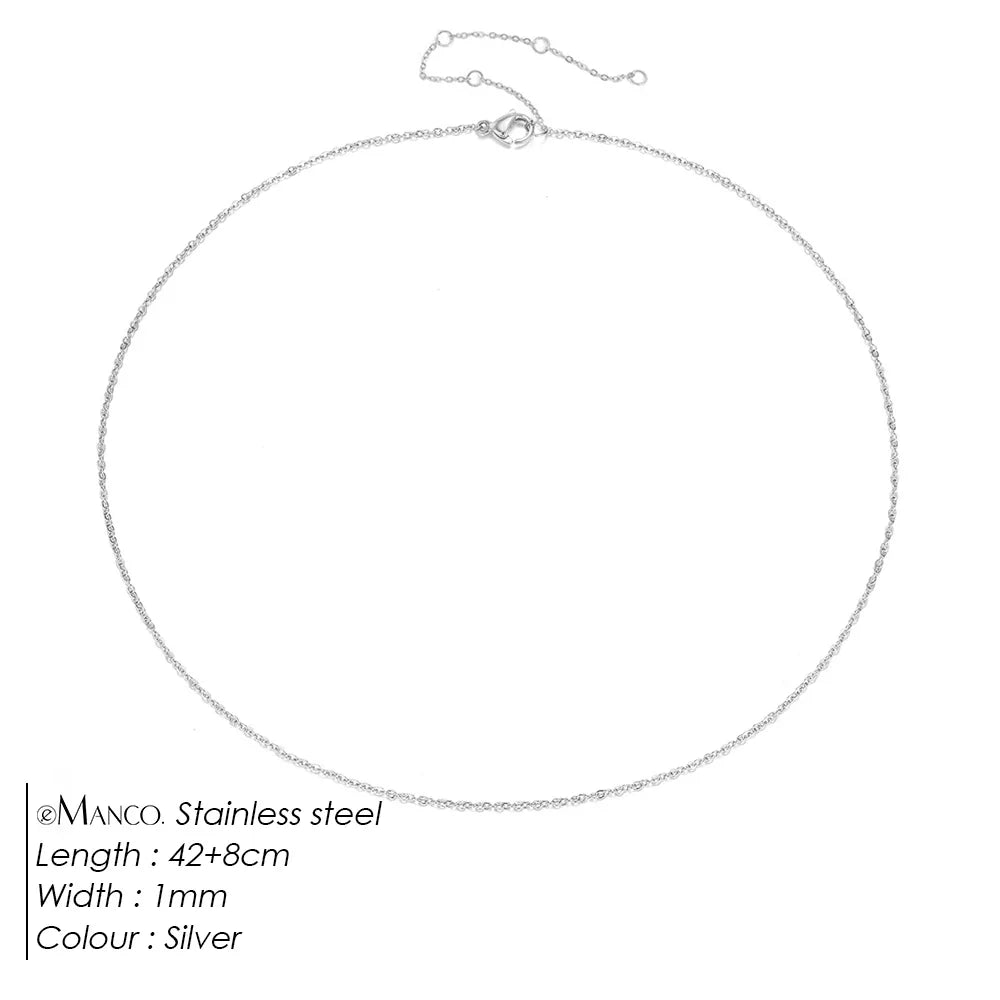 eManco Fine Chain Necklace Stainless Steel Gold Color Pendants Short Long Statement Women  Colar Gift Stainless Steel Jewelry