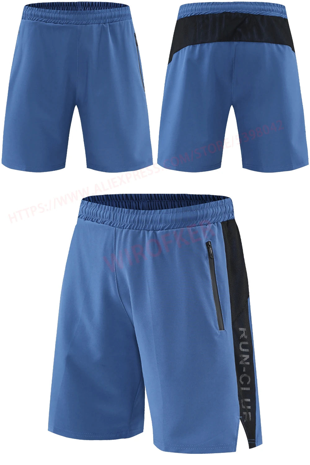 Men Run Shorts Patchwork Training Shorts Zipper Pockets Gym Sports Quick Dry Short