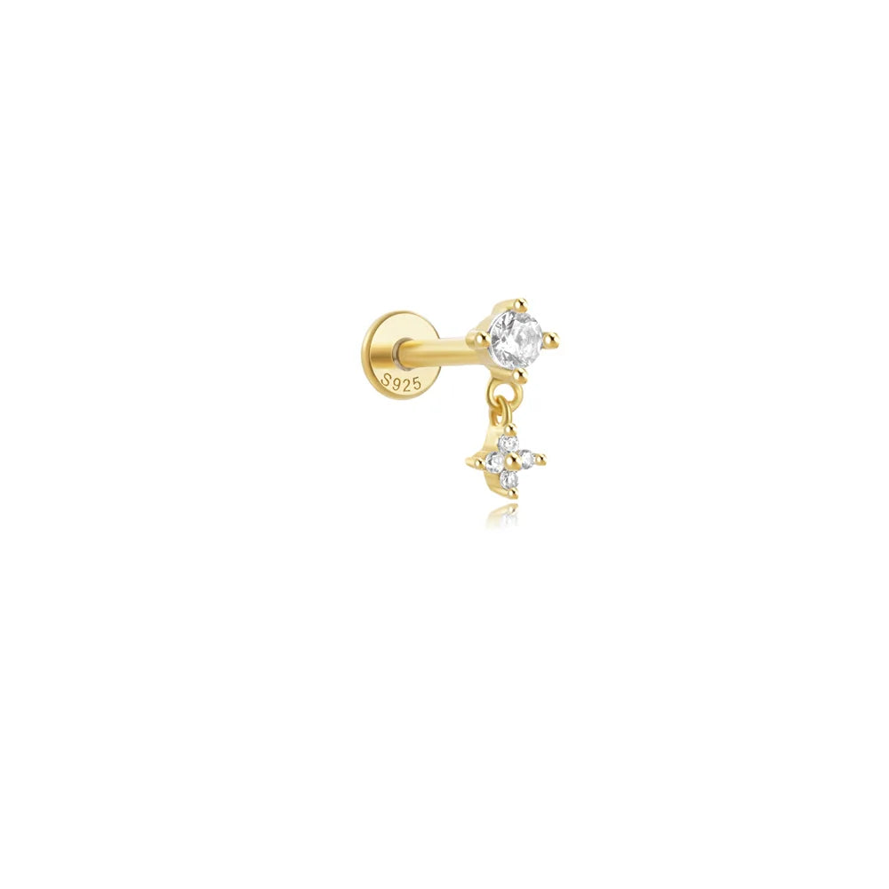 ROXI 925 Sterling Silver Star/Flower/Pearl Zircon Dangle Earrings For Women 1pc Simple Earrings For Women Girl Wedding Gift