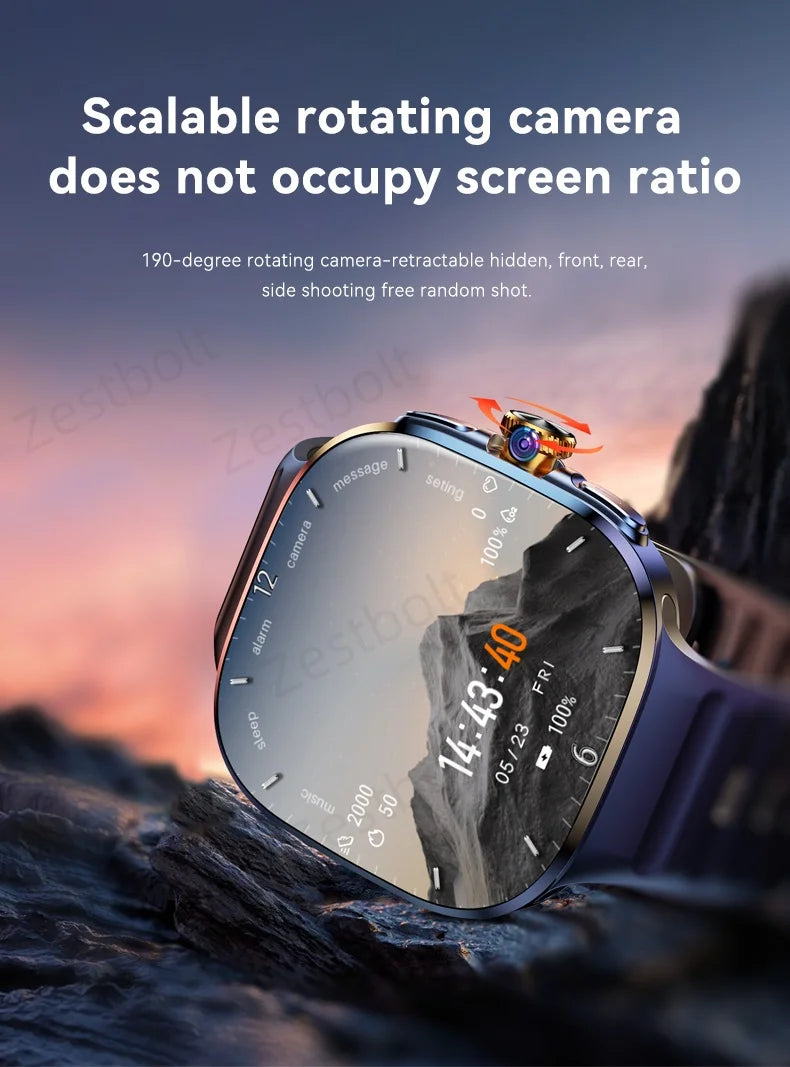 M99 Smartwatch 2.4inch Larger Amoled Screen 12 Panel Menu Smart Watch With 190° Rotating Camera 2100Mah Battery Android 10.0 OS