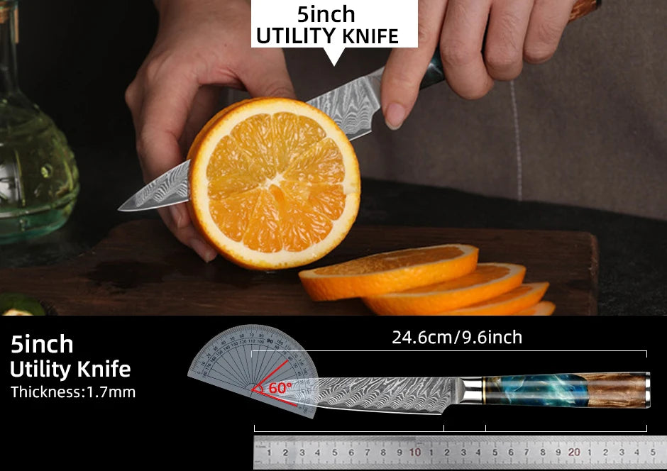 Damascus Steel Kitchen Knives VG10 Chef Paring Bread Knife Chef Knife Sharp