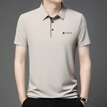 High end brand men's letter printed short sleeved polo shirt cool breathable casual business 2025 summer new style lapel T-shirt