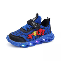 Disney LED Casual Sneakers Red Black For Spring Boys Spiderman Mesh Outdoor Shoes