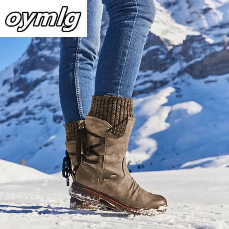 Women boots Winter Mid-Calf Boot Winter Shoes Ladies Fashion Snow Boots Shoes