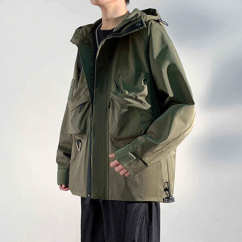 Men's Jacket Design Large Pockets Loose and Fashionable Korean High Neck