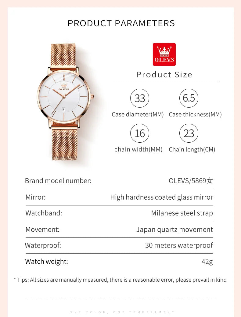 OLEVS Watches For Women Quartz Waterproof Watch Luxury Lady's Watch Stainless Steel Rose Gold Set Gift Box