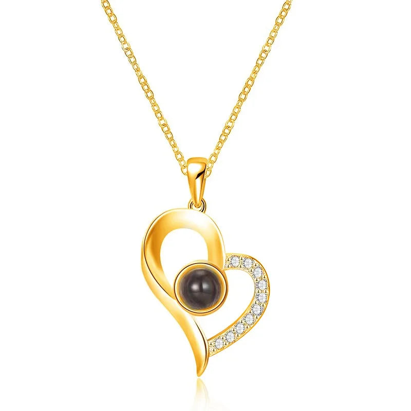 100 Languages I Love You Projection Necklace Couple Personality Love Charm Girl Gift I Love You Necklace Heart Pendant Necklace