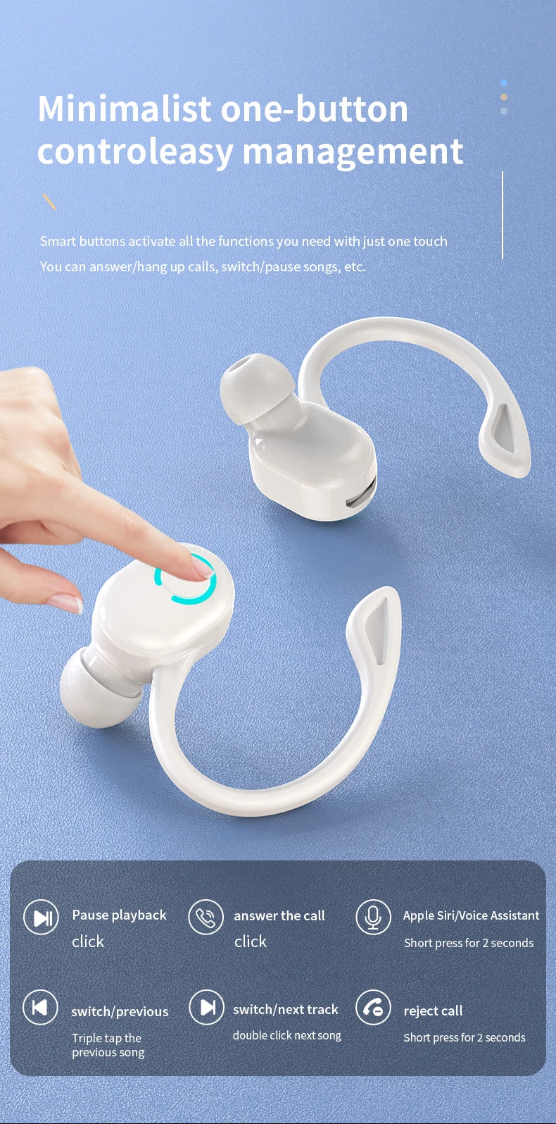 VAORLO S10 New Earphone Bluetooth Earphone Sport Business Single Ear Earphone With Good Sport Range and Noise Reduction Wearing