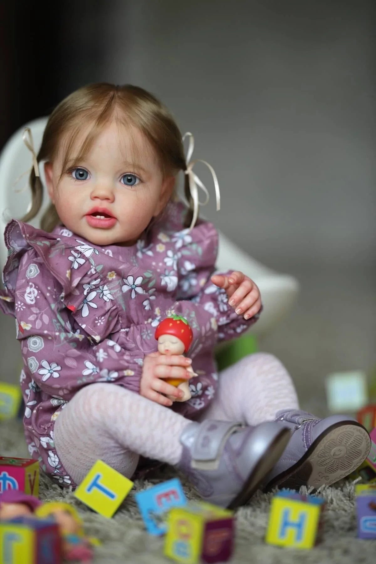NPK 24Inch Newborn Baby Toddler Doll Reborn Lottie Princess Girl Lifelike Soft Touch 3D Skin Art Doll with Hand Rooted Hair