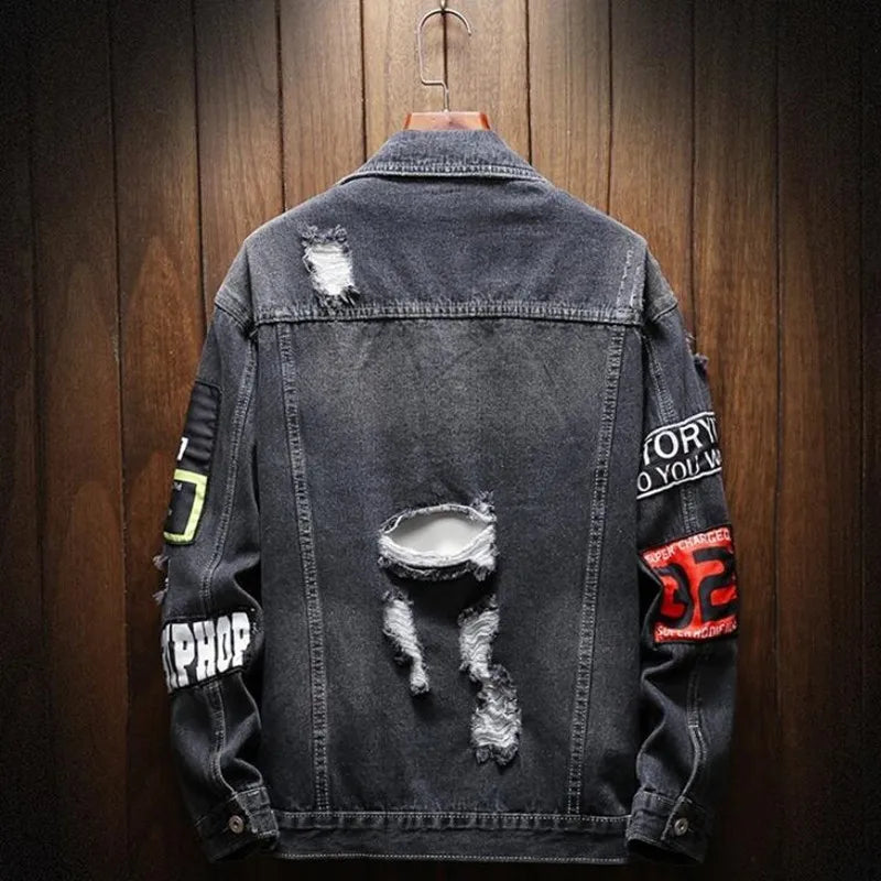 Male Jeans Coat Men Brand Denim Jacket Hip Hop Streetwear Punk Motorcycle
