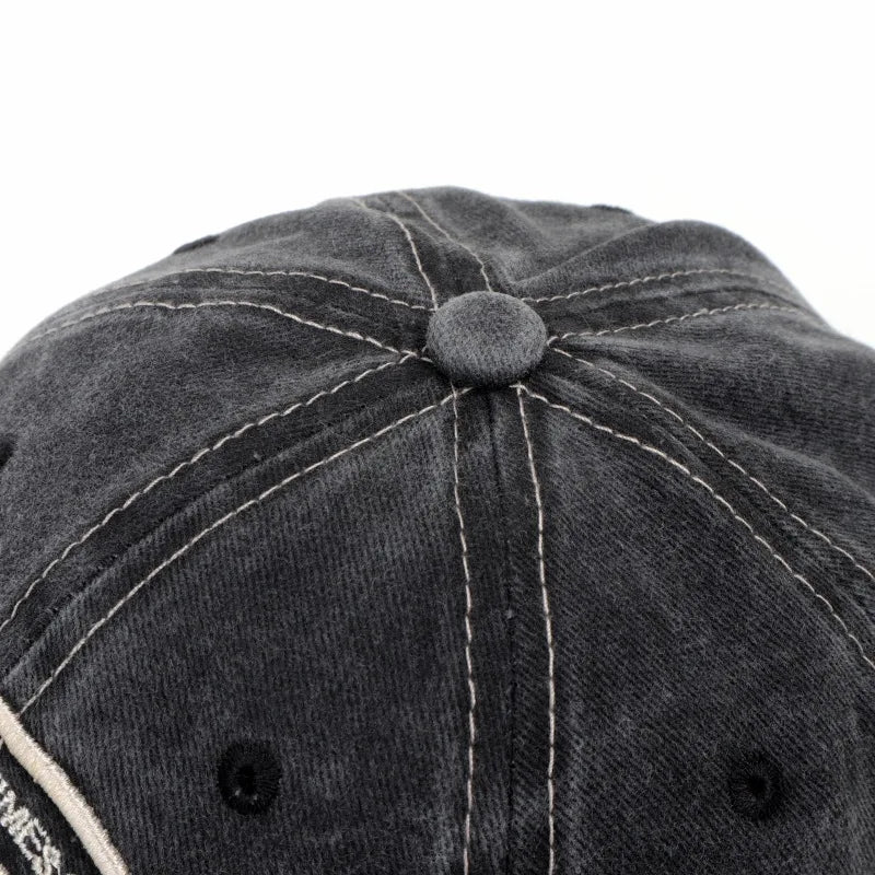 2024 Unisex Washed Cotton Baseball Cap Letter Embroidered Vintage Snapback Hat Men And Women Streetwear Outdoor Sports Hats