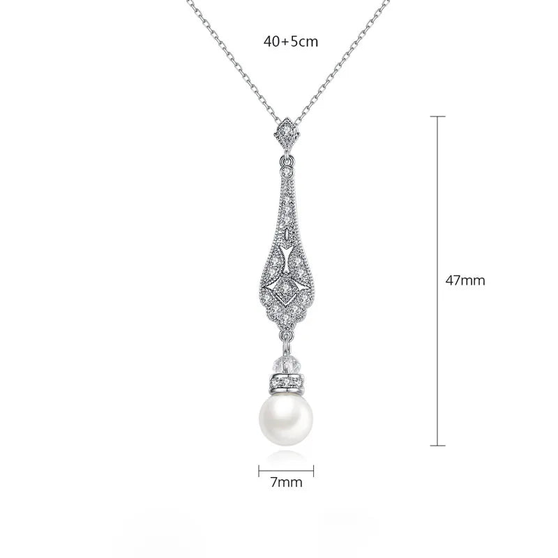 SLBRIDAL Pave Setting Fashion CZ Crystal Pearl Women Girls Earring AAA Grade Cubic Zircon Earring Bridal Wedding Dangle Earring