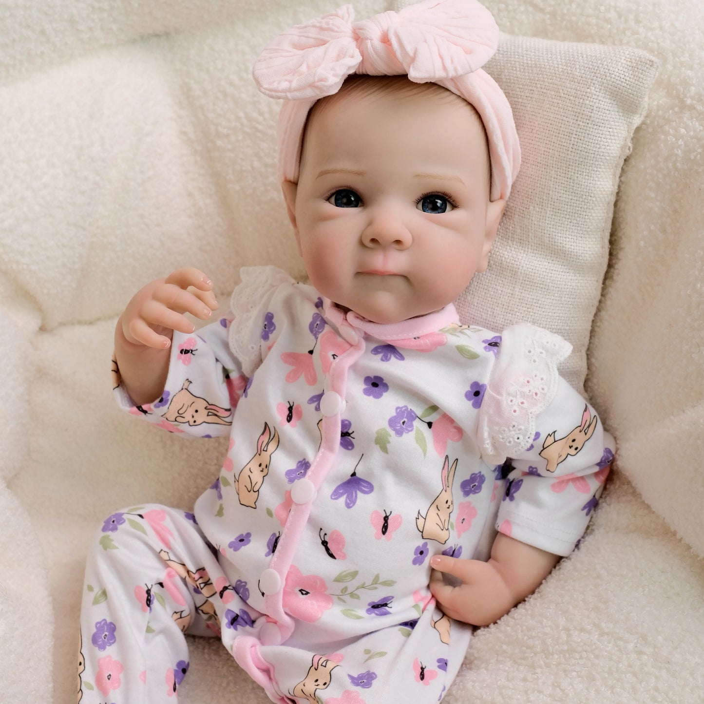 NPK 18inch Bettie Lifelike Full Body Reborn Baby Newborn Cuddly Doll with Hand Drawn Hair Multiple Layers Painting 3D Skin