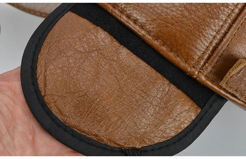 2026 Adjustable Men's Genuine Cowhide Leather Baseball Cap for Fall Winter Outdoor Sports Hat Men Real Cowhide Leather Caps