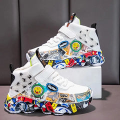 Children Sports Sneakers for Girls Kid Cartoon Graffiti Pattern Casual Shoes Boys