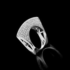 925 Sterling Silver Personality Jewelry Irregular Hollow Out Diamond Ring Ladies Bar