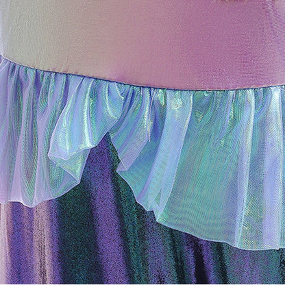 Mermaid Dress For Girls Sling Princess Costume Pearl Ruffles Slim Frocks Summer