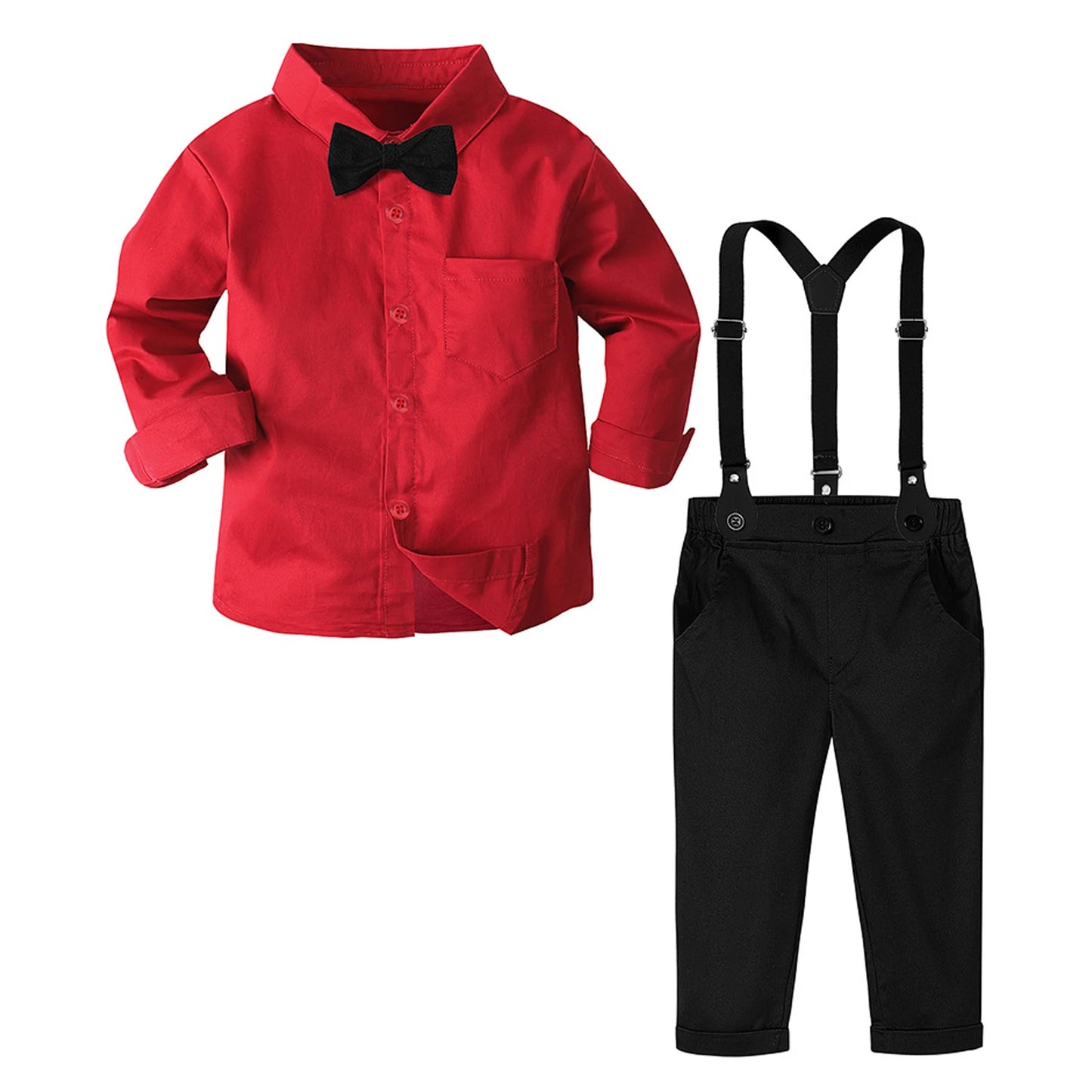 Suspenders Outfits Baby Boys Formal Clothing Sets Wedding Ring Bearer Clothes Kids Plaid Solid Suit Toddler Birthday Pants Set