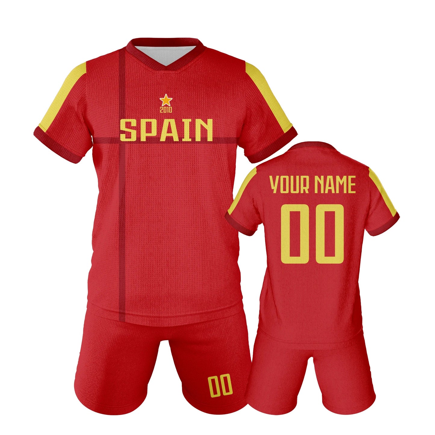 Spain Custom Soccer Jersey Sets Football Kit Kids Training Outfit Club Personalized Name Number Soccer Uniform for Boys ＆ Girls
