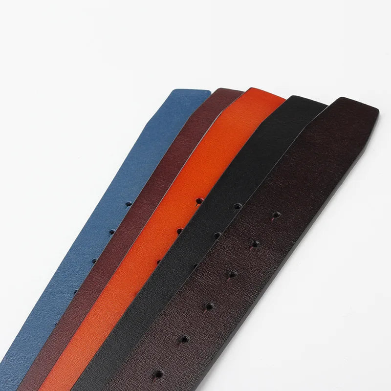 Original Genuine Leather Belt No Buckle for Smooth Buckle Cowboy Black Brown Belt Body Straps Without Buckle for Men Accessories
