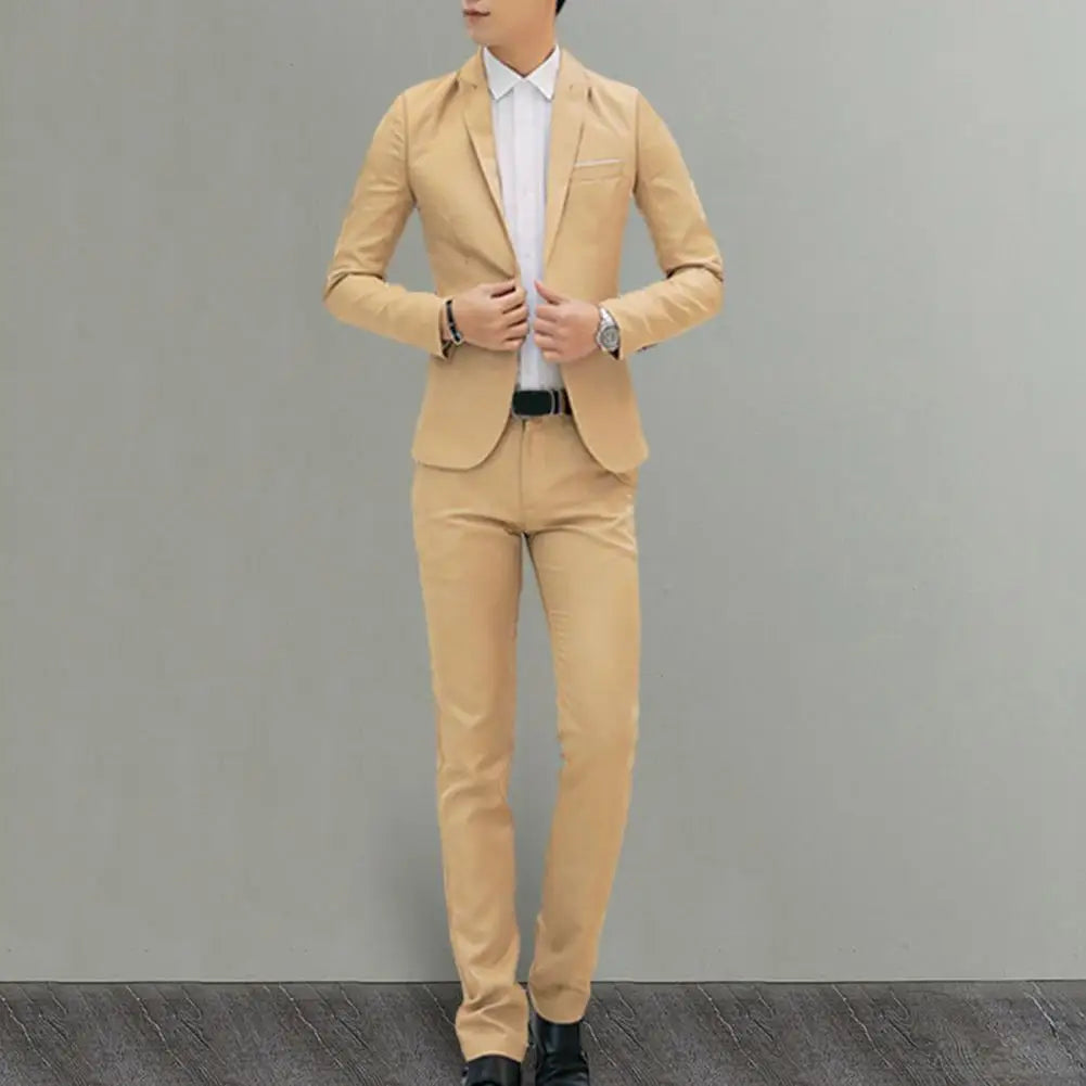 Tuxedo for Mens: Men Slim Fit Pants Set Men Pants Set Stylish Men's Business Suit Sets
