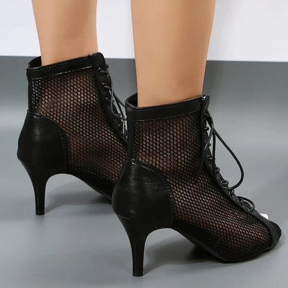 Women's Sandals Shoes for 2023 Summer Spring Strip Pole Dance Fish Toe Elegant Woman Heels Ankle Boots Stiletto Luxury Mesh Sexy
