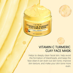 Vitamin C Turmeric Mud Mask Cleansing Shrinking Pores Moisturizer Brighten Deep Hydration Lightening Reduce Dullness Clay Mask