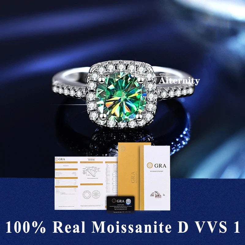 NEW 100% Real Moissanite Ring D VVS1 Pass Diamond Test Pen Adjustable Size S925 Sliver GRA Certificate Wedding Rings for Women