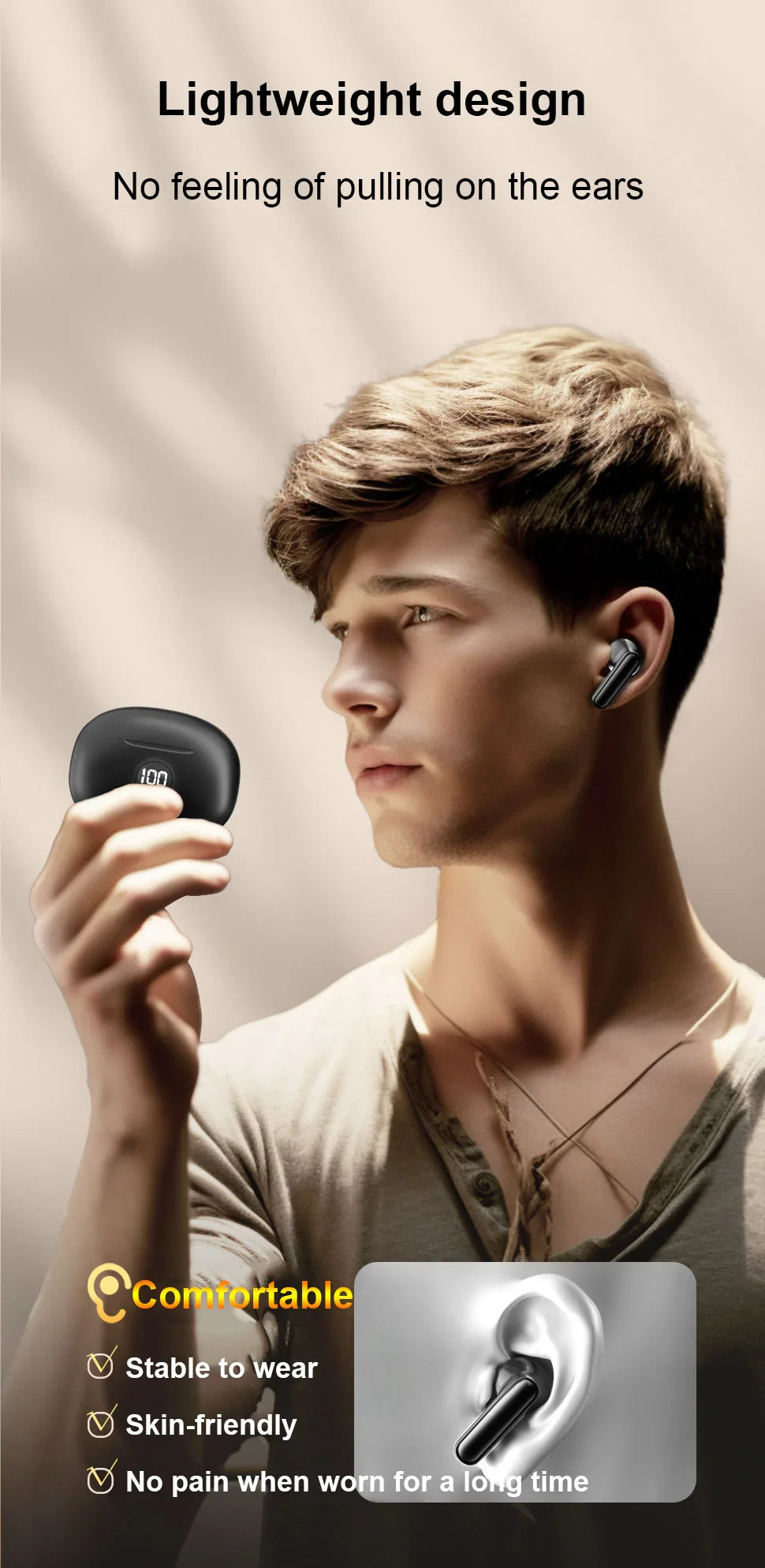 Bluetooth Earphones Wireless Headphone ENC-Calling Noise Cancelling Headset HiFi Stereo Handsfree Earphone HS510 Pro For Xiaomi