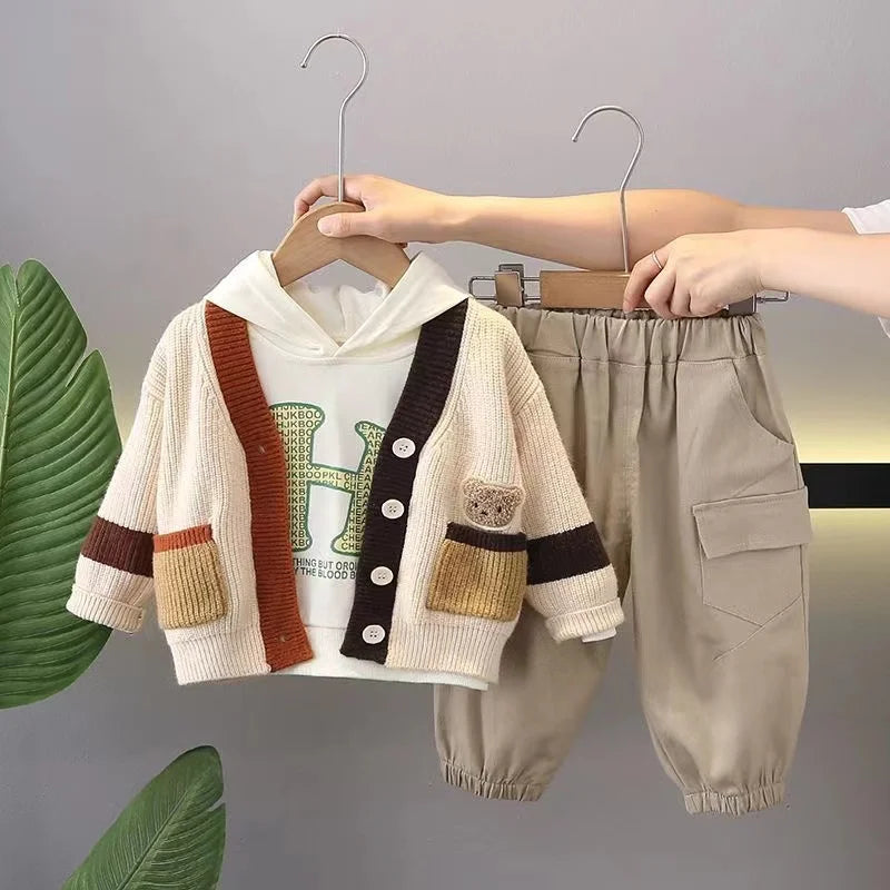 Tracksuit For Boy Sets For Children Boys Sweater Hoodies and Pants 3Pcs Outfit Sets Kids 1 2 3 4 5 Year 2025 New